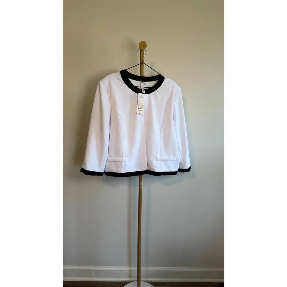 NY Collection Plus Size Colorblocked 2‑Piece Dress Set White 18W NWT $49